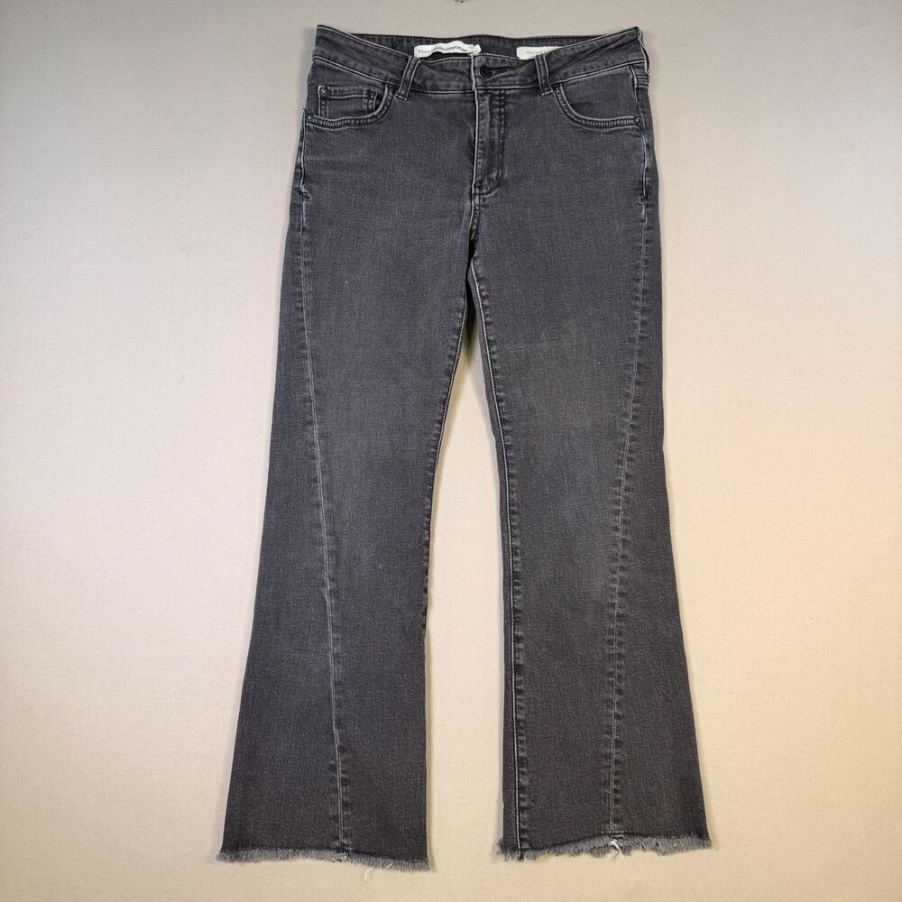 Pilcro Anthropologie Womens Size 27 Black High Rise Flare Jeans Boho EUC